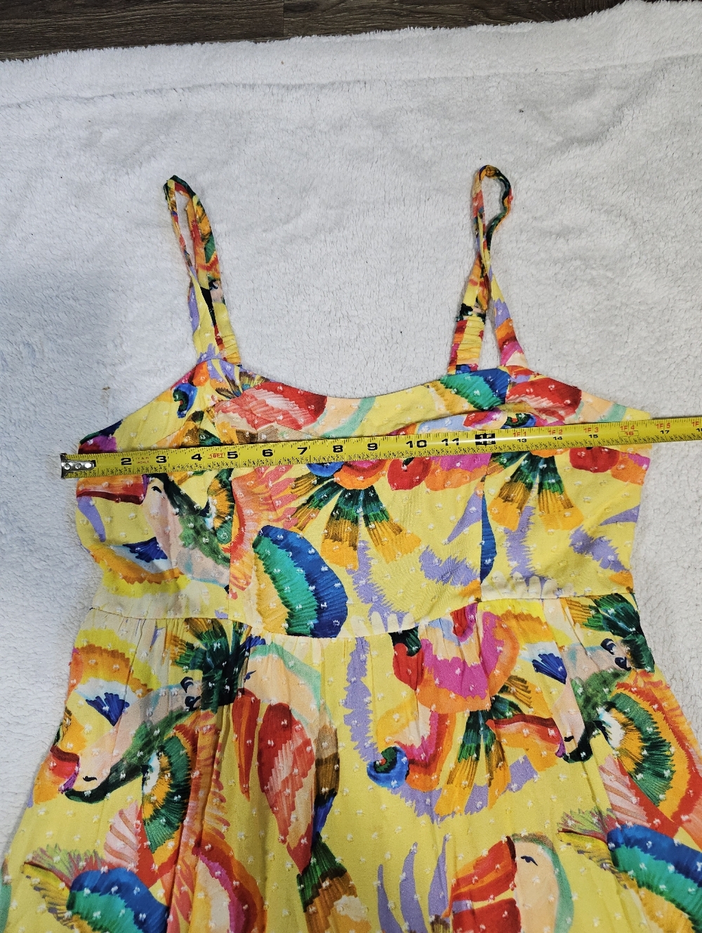Anthropologie Farm Rio Yellow Textured Tropical Floral Maxi Dress Women's M - Picture 14 of 16